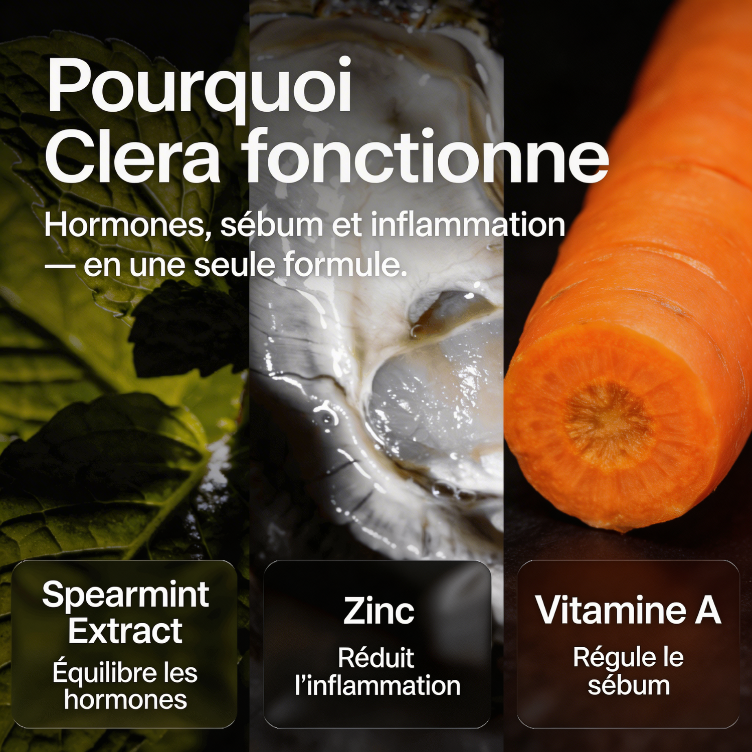 Élimine l'acné, de l'intérieur. Clera